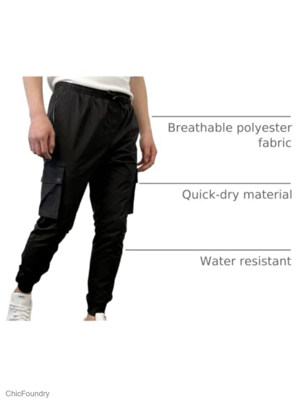Lightweight Quick Dry Cargo Jogger Pants - Drawstring, 6 Pockets
